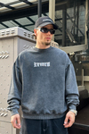 Baskılı Füme Acid Wash Oversize Sweatshirt SW986