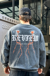 Baskılı Füme Acid Wash Oversize Sweatshirt SW986