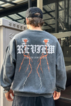 Baskılı Füme Acid Wash Oversize Sweatshirt SW986