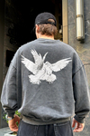 Baskılı Füme Acid Wash Oversize Sweatshirt SW984