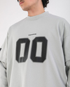 Baskılı Gri Oversize Zero Uzun Kollu Tshirt