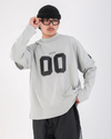 Baskılı Gri Oversize Zero Uzun Kollu Tshirt