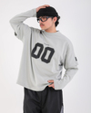 Baskılı Gri Oversize Zero Uzun Kollu Tshirt