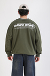 Baskılı Haki Oversize Future Sweatshirt