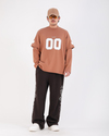 Baskılı Kahve Oversize Zero Uzun Kollu Tshirt