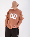 Baskılı Kahve Oversize Zero Uzun Kollu Tshirt