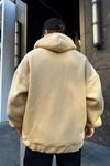 Baskılı Kahve Oversize Zipper Sweatshirt SW926