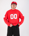 Baskılı Kırmızı Oversize Zero Uzun Kollu Tshirt