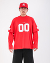 Baskılı Kırmızı Oversize Zero Uzun Kollu Tshirt
