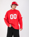 Baskılı Kırmızı Oversize Zero Uzun Kollu Tshirt