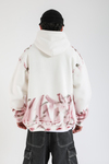 Baskılı Krem Oversize Hoodie SW1395