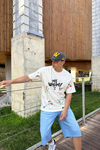 Baskılı Krem Oversize Ow Tshirt T1158