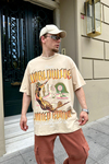 Baskılı Krem Oversize Tshirt T770