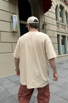 Baskılı Krem Oversize Tshirt T770