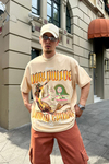 Baskılı Krem Oversize Tshirt T770