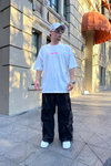 Baskılı Krem Oversize Tshirt T863
