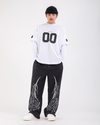 Baskılı Krem Oversize Zero Uzun Kollu Tshirt