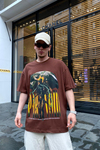 Baskılı Man Kahve Oversize Tshirt T674
