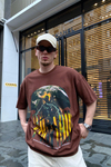 Baskılı Man Kahve Oversize Tshirt T674