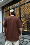 Baskılı Man Kahve Oversize Tshirt T674