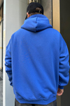 Baskılı Mavi Zipper Oversize Sweatshirt SW974