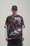 Baskılı Oversize Kamuflaj Forma Tshirt PM01 26Y264