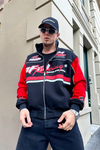 Baskılı Racing Kırmızı Oversize Kolej Ceket C214