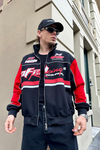 Baskılı Racing Kırmızı Oversize Kolej Ceket C214