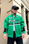 Baskılı Racing Yeşil Oversize Kolej Ceket C213