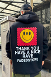 Baskılı Rave Siyah Zipper Oversize Sweatshirt SW979