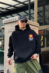 Baskılı Rave Siyah Zipper Oversize Sweatshirt SW979