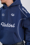 Baskılı Şerit Detay Lacivert Oversize Hoodie SW1185