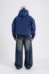 Baskılı Şerit Detay Lacivert Oversize Hoodie SW1185