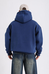 Baskılı Şerit Detay Lacivert Oversize Hoodie SW1185