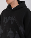 Baskılı Siyah Oversize Hoodie