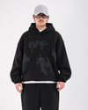 Baskılı Siyah Oversize Hoodie