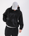 Baskılı Siyah Oversize Hoodie