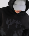 Baskılı Siyah Oversize Hoodie