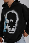 Baskılı Siyah Oversize Rv Sweatshirt SW1135