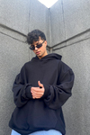 Baskılı Siyah Oversize Sweatshirt SW845