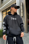 Baskılı Siyah Oversize Sweatshirt SW950