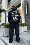 Baskılı Siyah Oversize Sweatshirt SW950