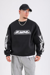 Baskılı Siyah Oversize Sync Sweatshirt SW1212
