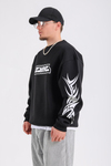 Baskılı Siyah Oversize Sync Sweatshirt SW1212