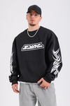 Baskılı Siyah Oversize Sync Sweatshirt SW1212