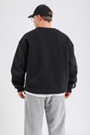 Baskılı Siyah Oversize Sync Sweatshirt SW1212