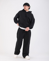 Baskılı Siyah Oversize Tokyo Hoodie