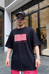 Baskılı Siyah Oversize Tshirt T688