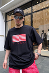 Baskılı Siyah Oversize Tshirt T688