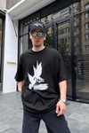 Baskılı Siyah Oversize Tshirt T729